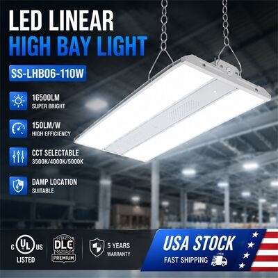 300W LED lineare Hallenleuchte CCT Leistung wählbar 45000lm UL DLC Premium Korrosionsschutz WF1 für Lagerhalle Fitnessstudio Fabrik